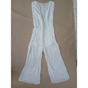 Billabong Wide Leg Jumpsuit Womens M Cream Floral Cottagecore Coquette